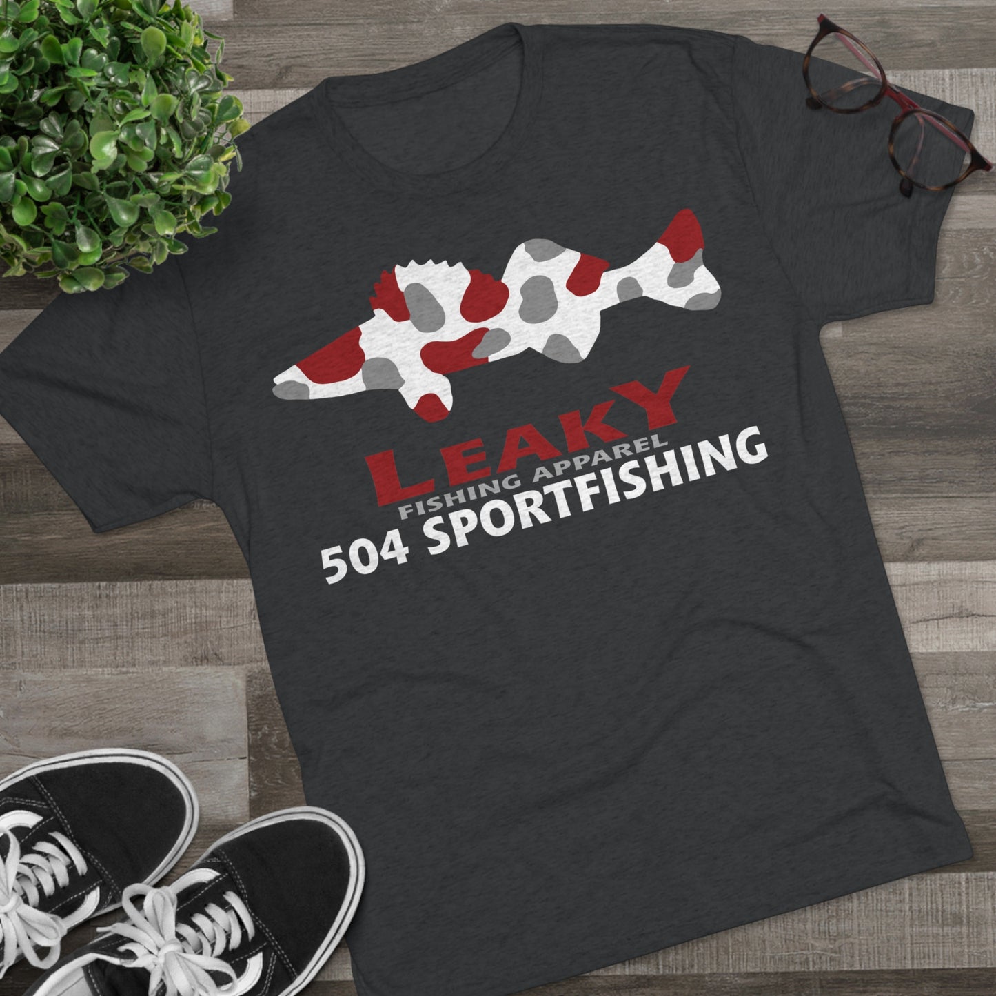 504 Sportfishing Red Camo Crew Tee