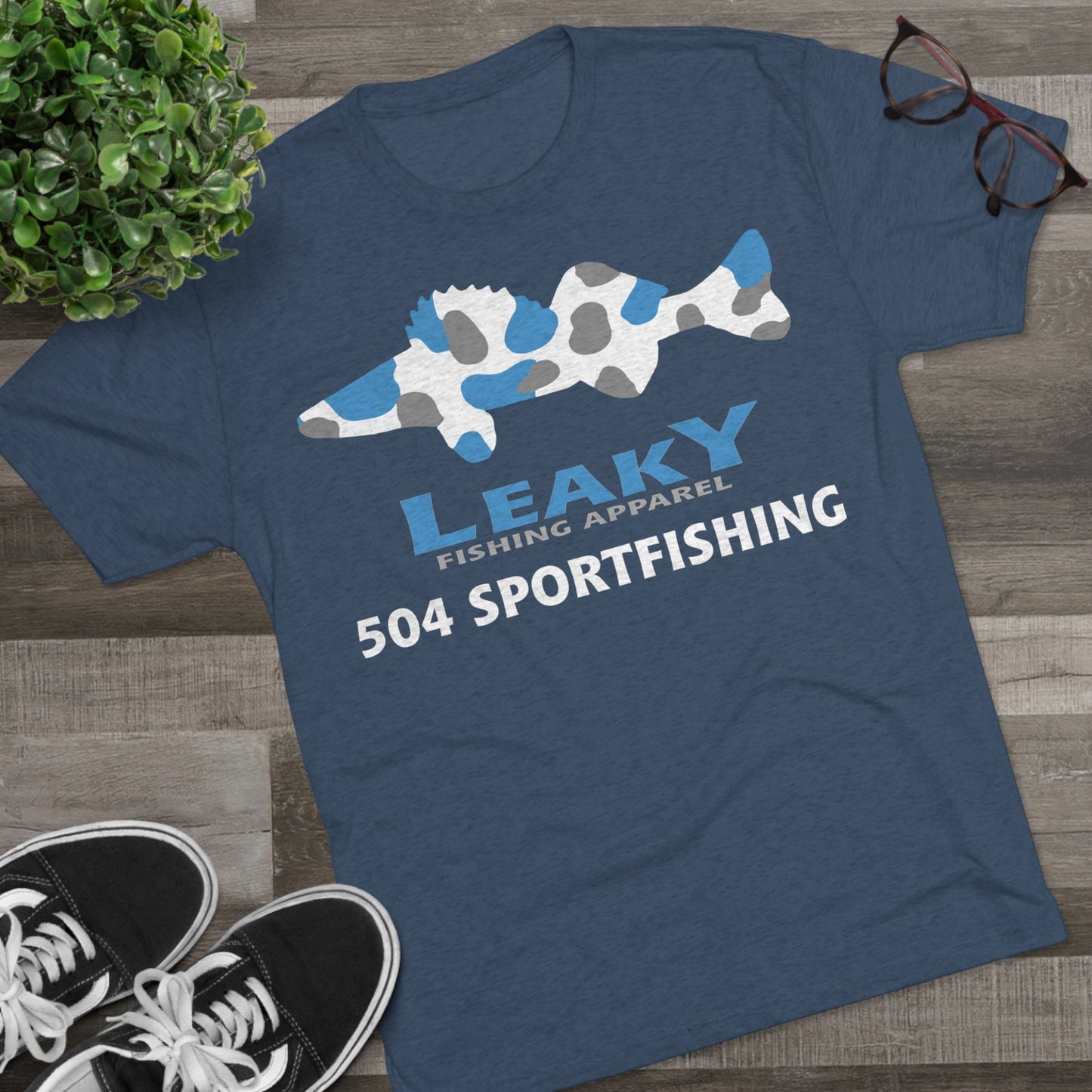 504 Sportfishing Blue Camo Crew Tee